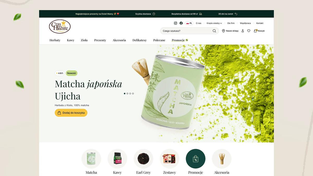 Czas na Herbatę ecommerce homepage