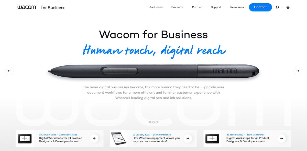 Wacom for Business landing page